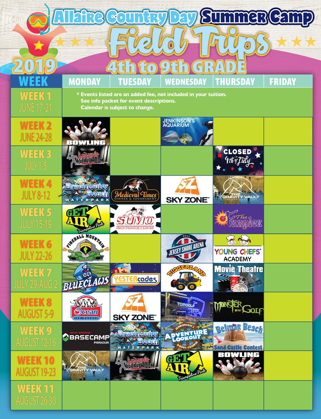 Field Trip Calendar (4th 9th) Allaire Country Day