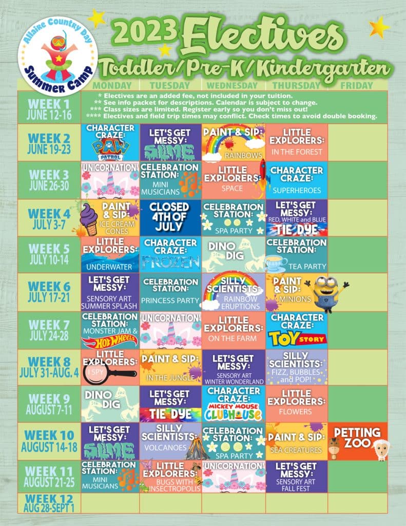 Toddler/PreK/Kindergarten Electives Allaire Country Day