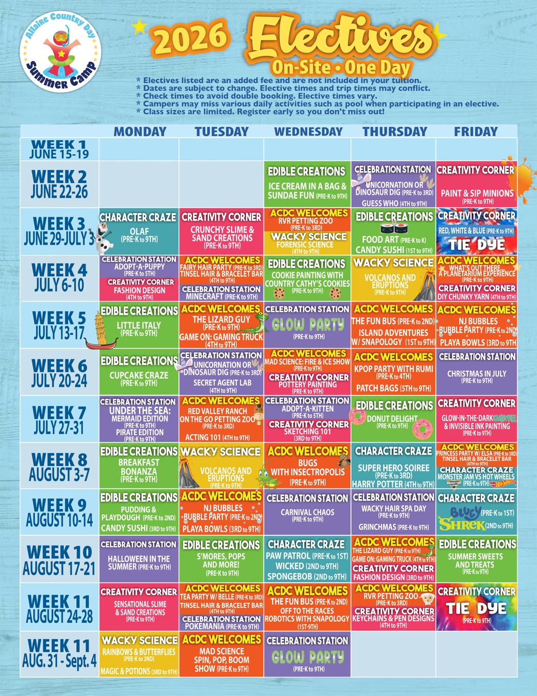 Calendar - Electives 2026