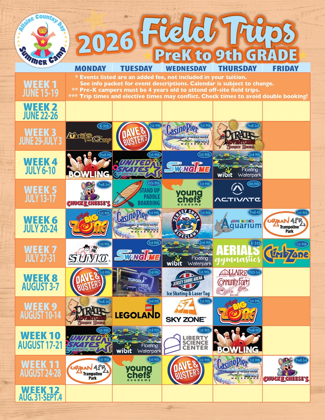 acd trip calendar 2026